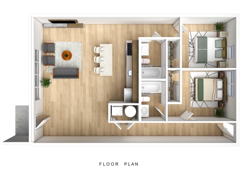 The Otto ADA-accessible two-bedroom apartment floor plan