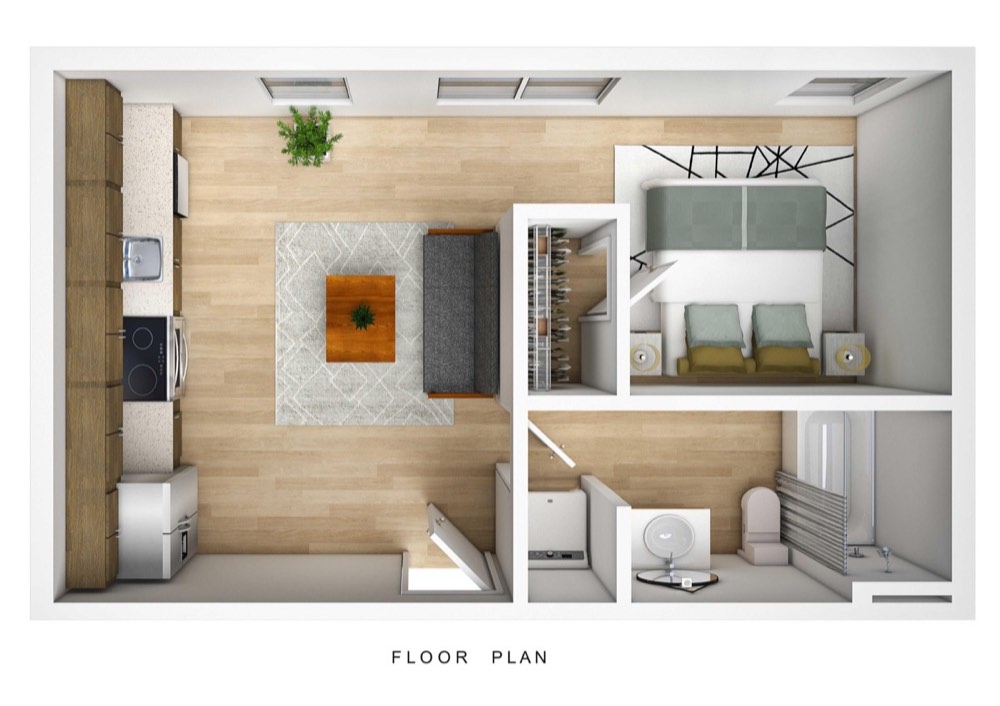 The Beck studio apartment floor plan
