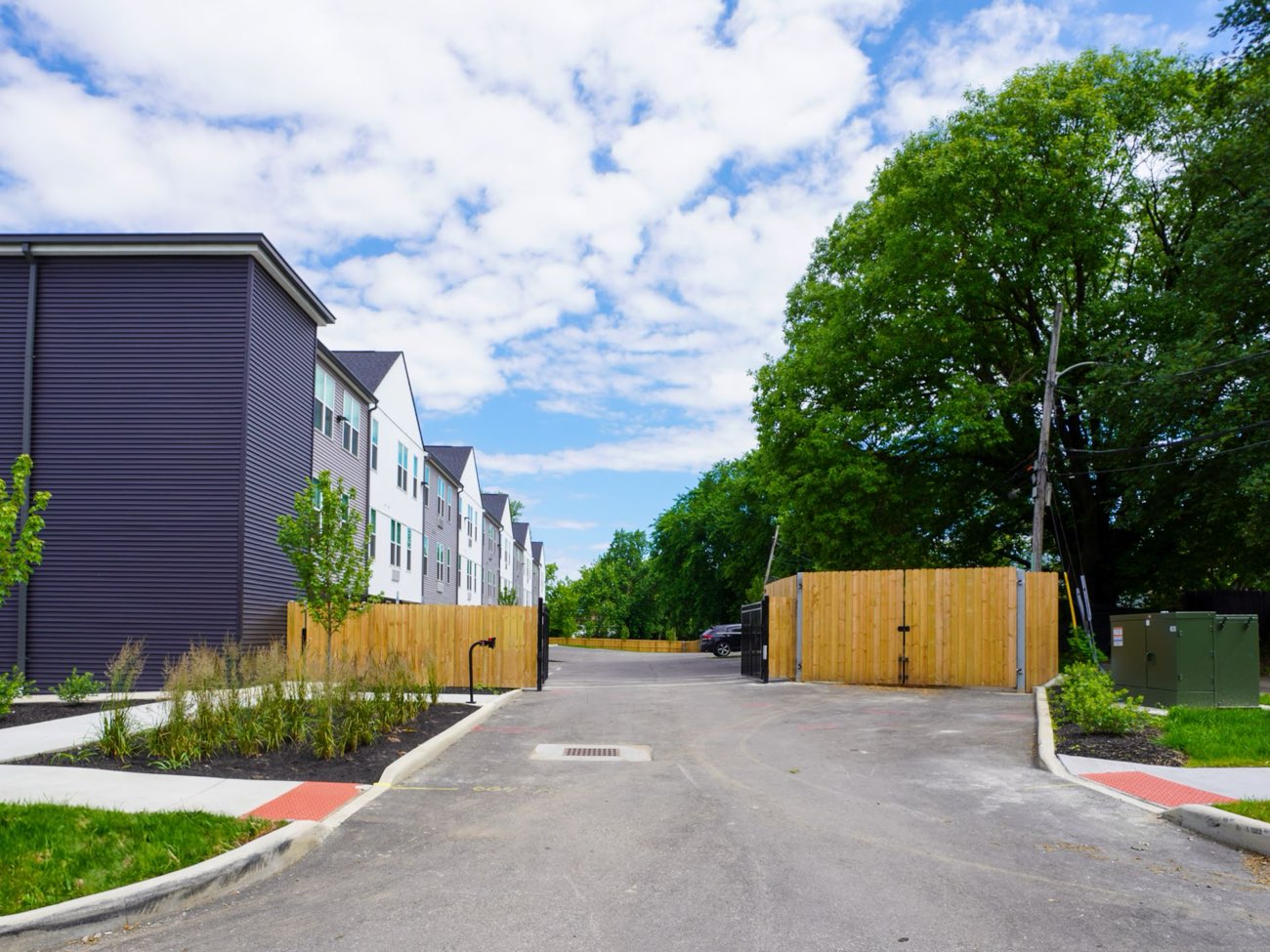Community drive and parking entrance